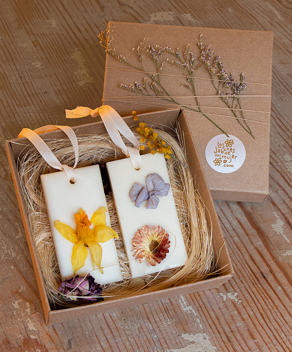 Ambientador de cera floral con flores naturales y aroma de orquídea